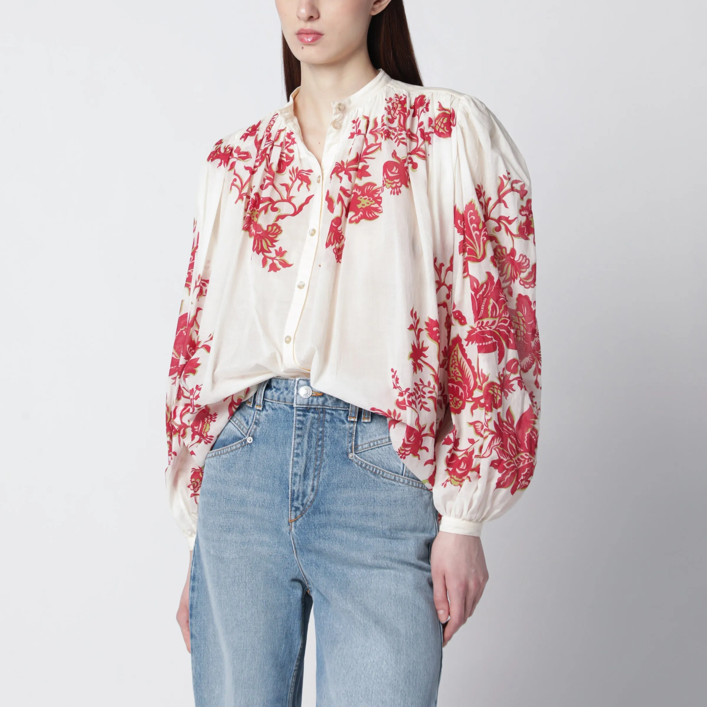 Blouse In Cotton Voile With Floral Print sold by Wanan Luxury