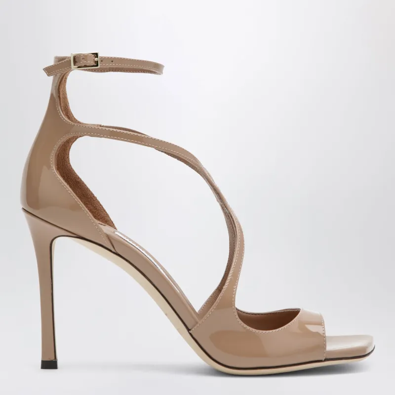 Azia Patent Leather Sandals In Pastel Pink made by Jimmy Choo