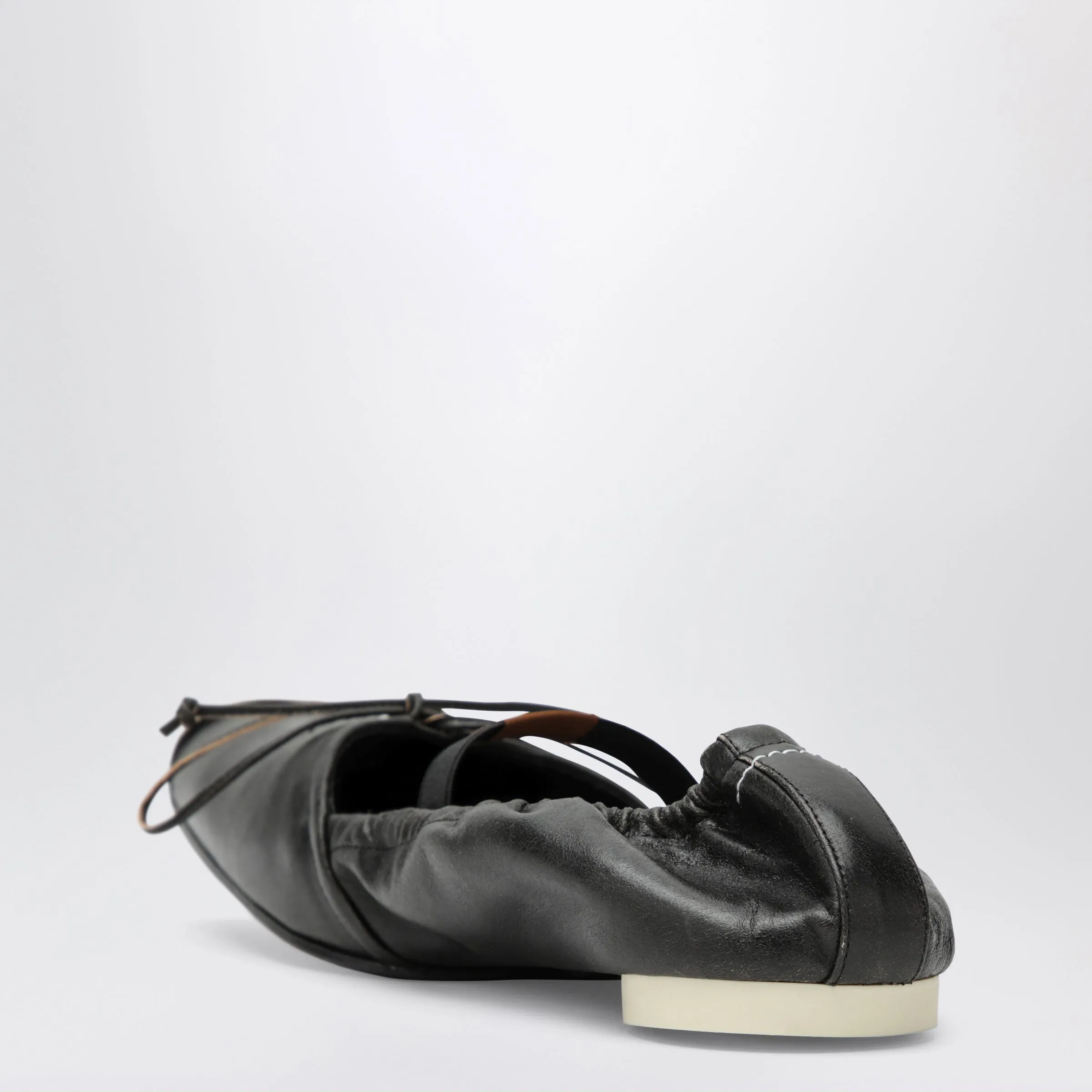 Square-Toe Ballerinas In Brown Calfskin Leather sold by Wanan Luxury product image thumbnail 2