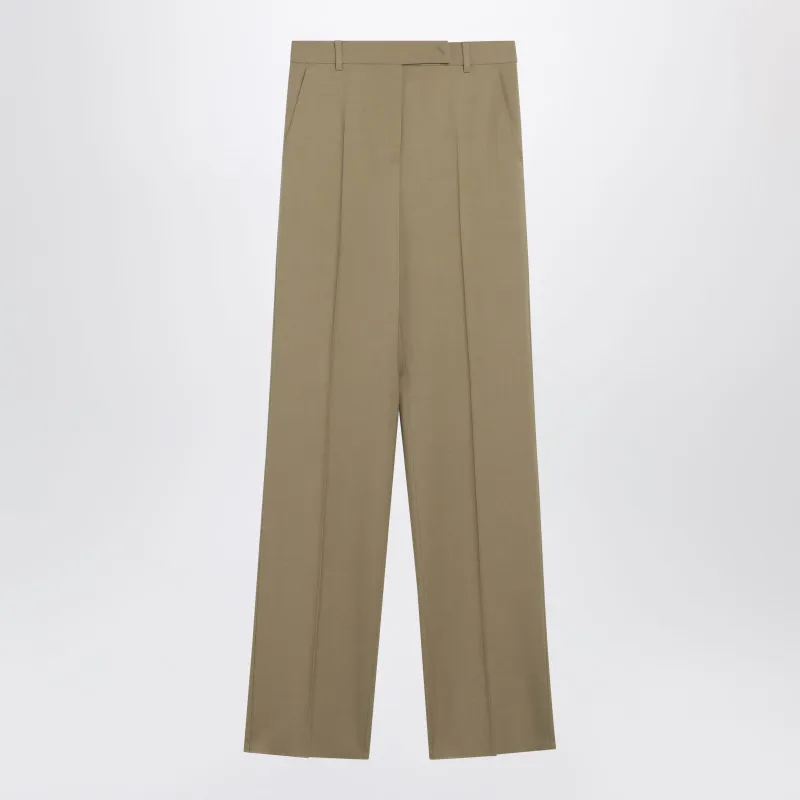 Wide-Leg Trousers In Camel Wool And Silk Poplin made by MaxMara