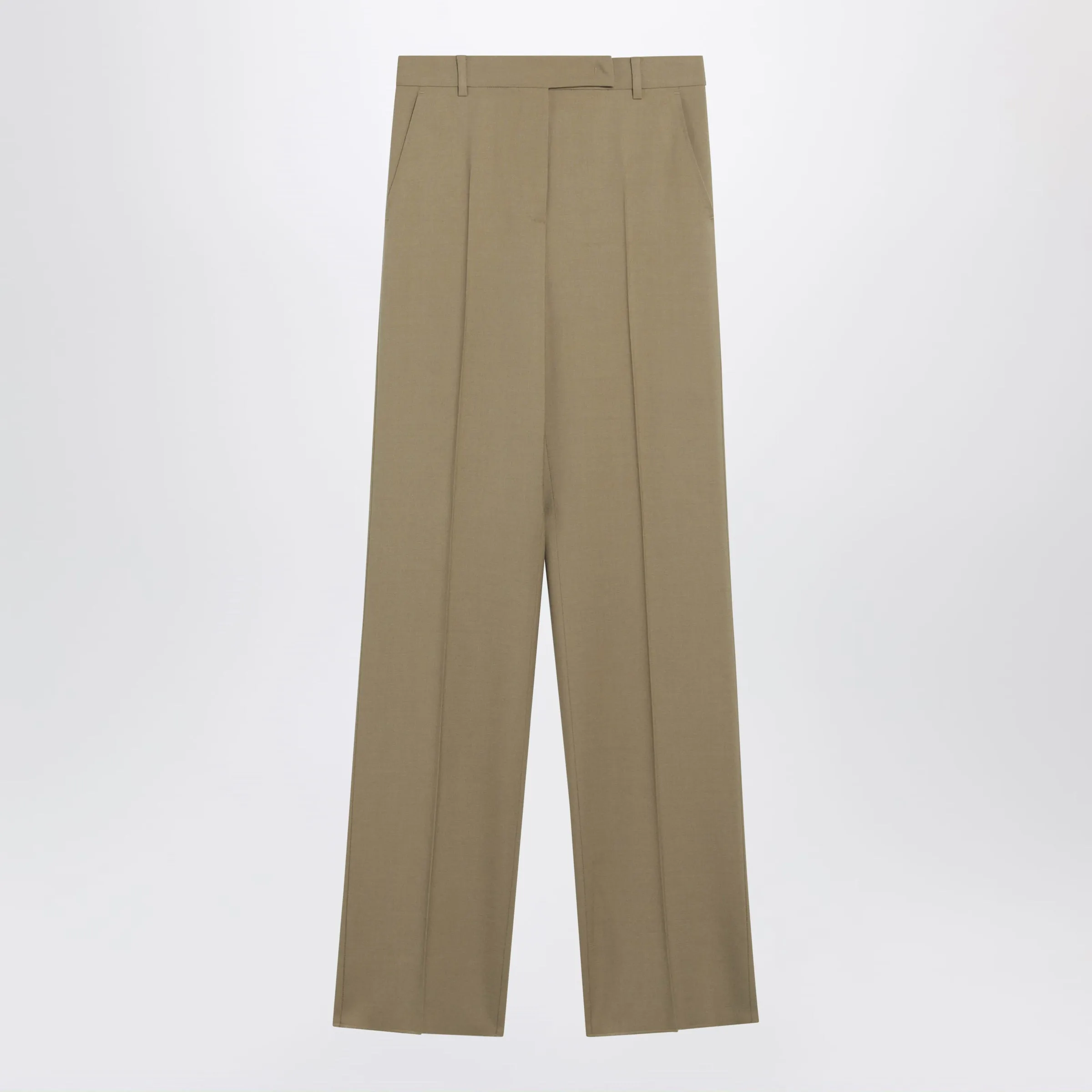 Wide-Leg Trousers In Camel Wool And Silk Poplin sold by Wanan Luxury