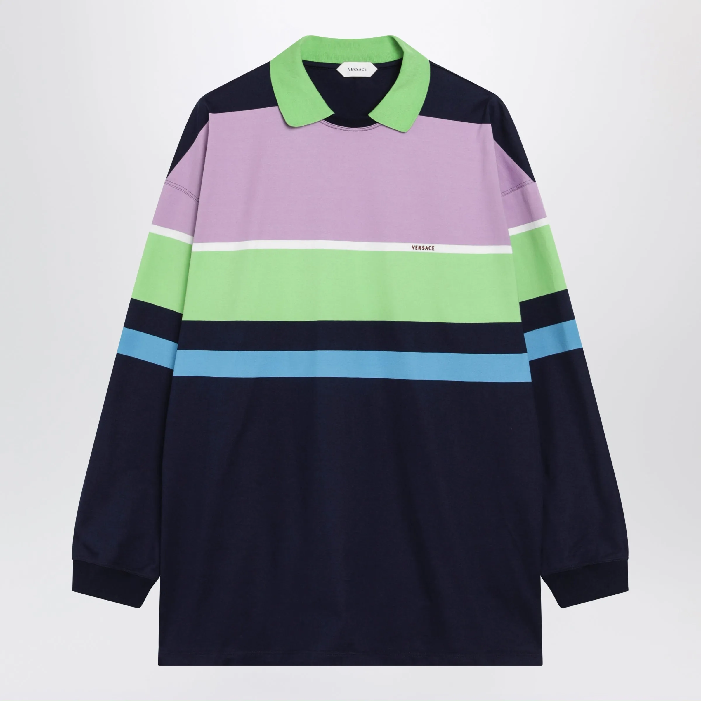 Color-Block Striped Long-Sleeve Cotton Mini Dress sold by Wanan Luxury