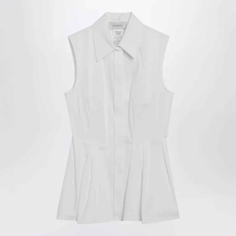 Sleeveless Shirt In Optical White Cotton Canvas made by Sportmax