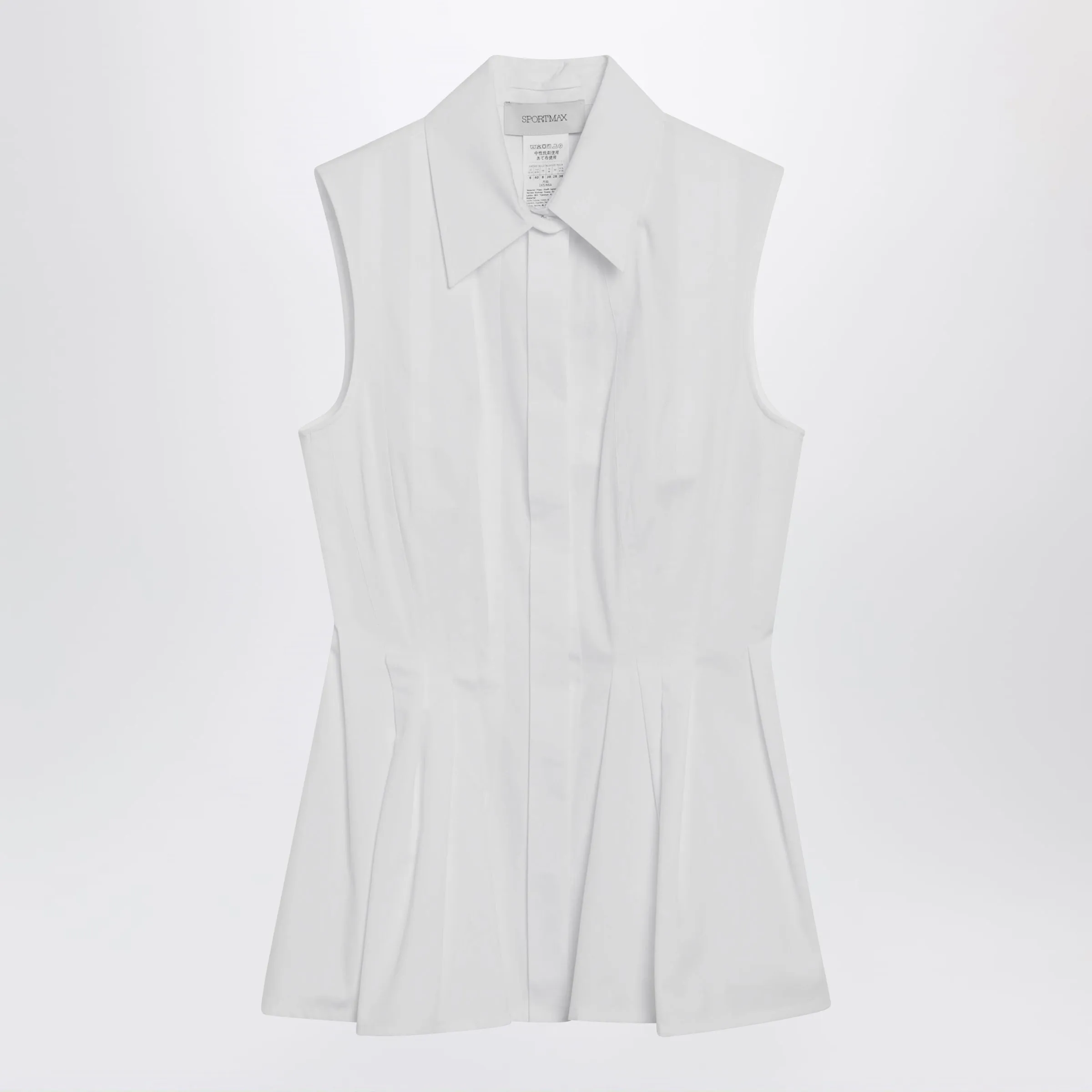 Sleeveless Shirt In Optical White Cotton Canvas sold by Wanan Luxury