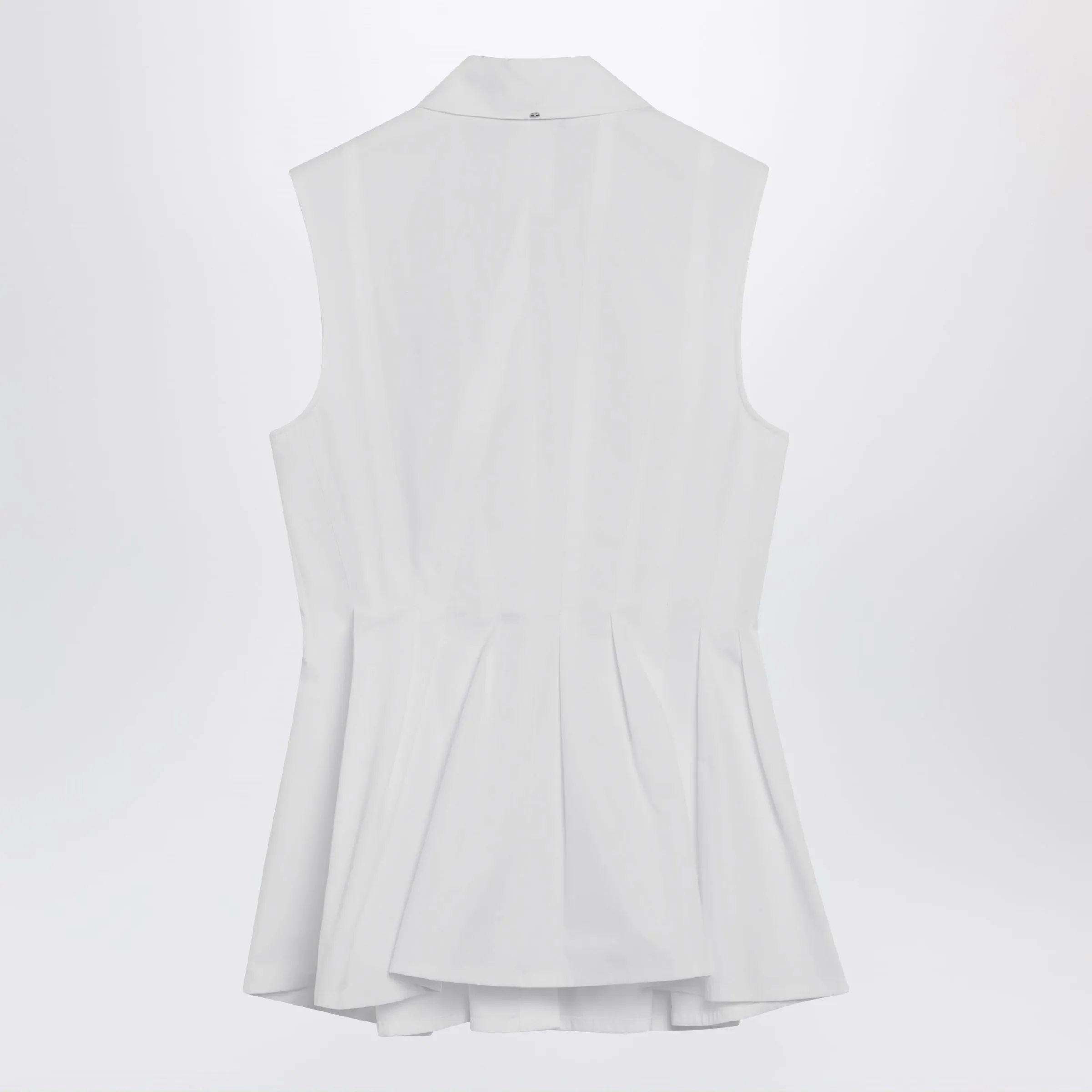 Sleeveless Shirt In Optical White Cotton Canvas sold by Wanan Luxury product image thumbnail 2