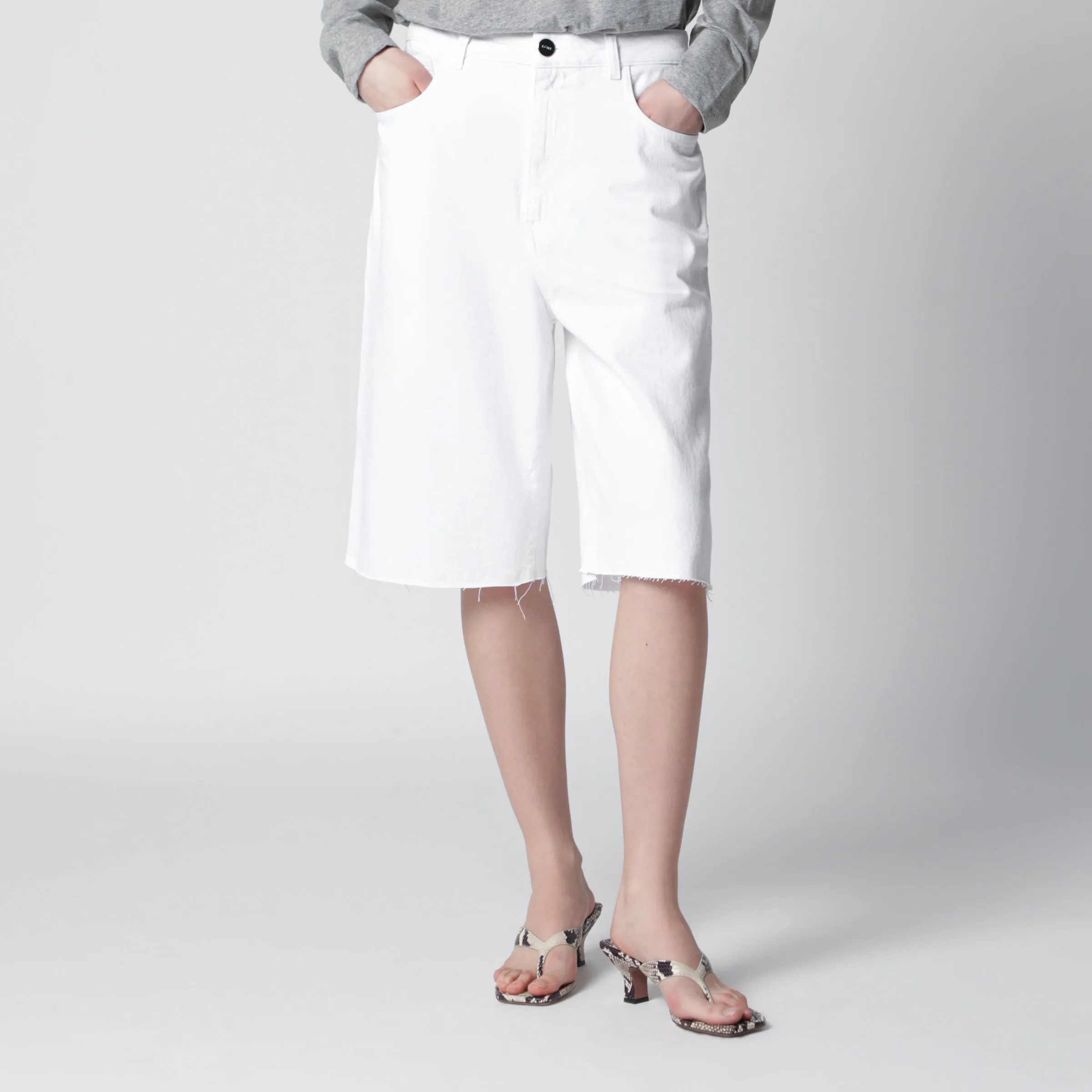 White Cotton Bermuda Shorts sold by Wanan Luxury