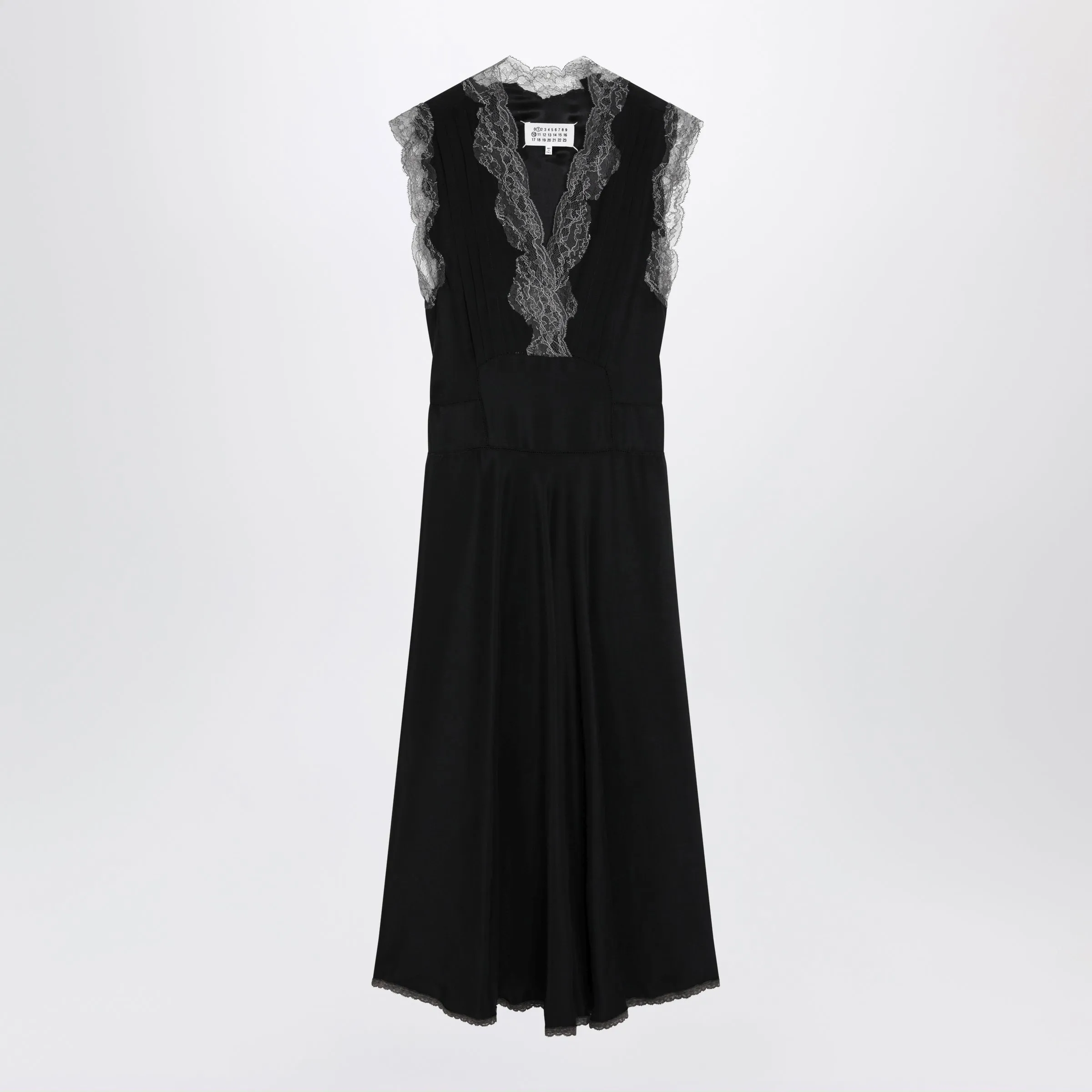 Black Silk Midi Dress With Lace sold by Wanan Luxury