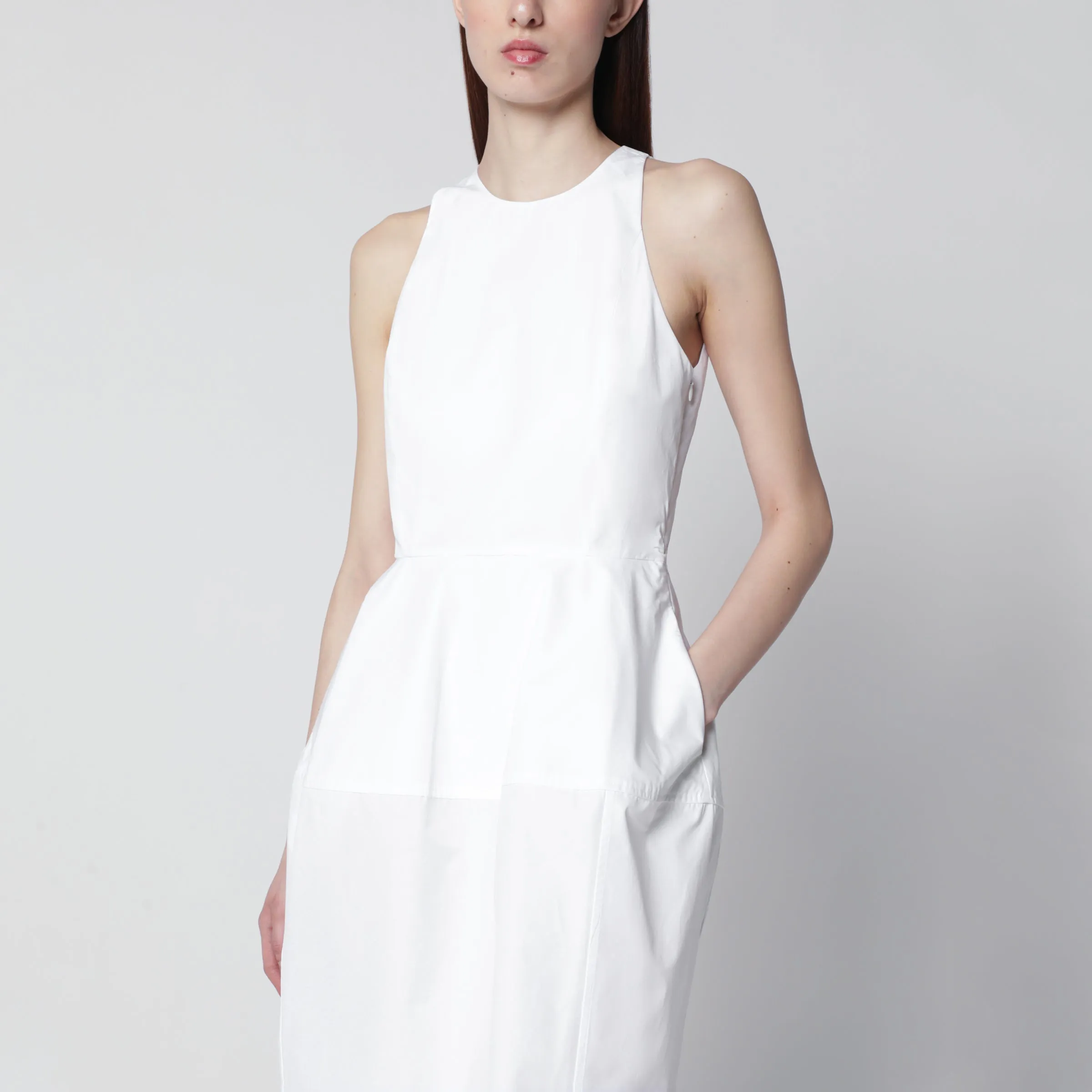 White Midi Cotton Dress sold by Wanan Luxury product image thumbnail 2