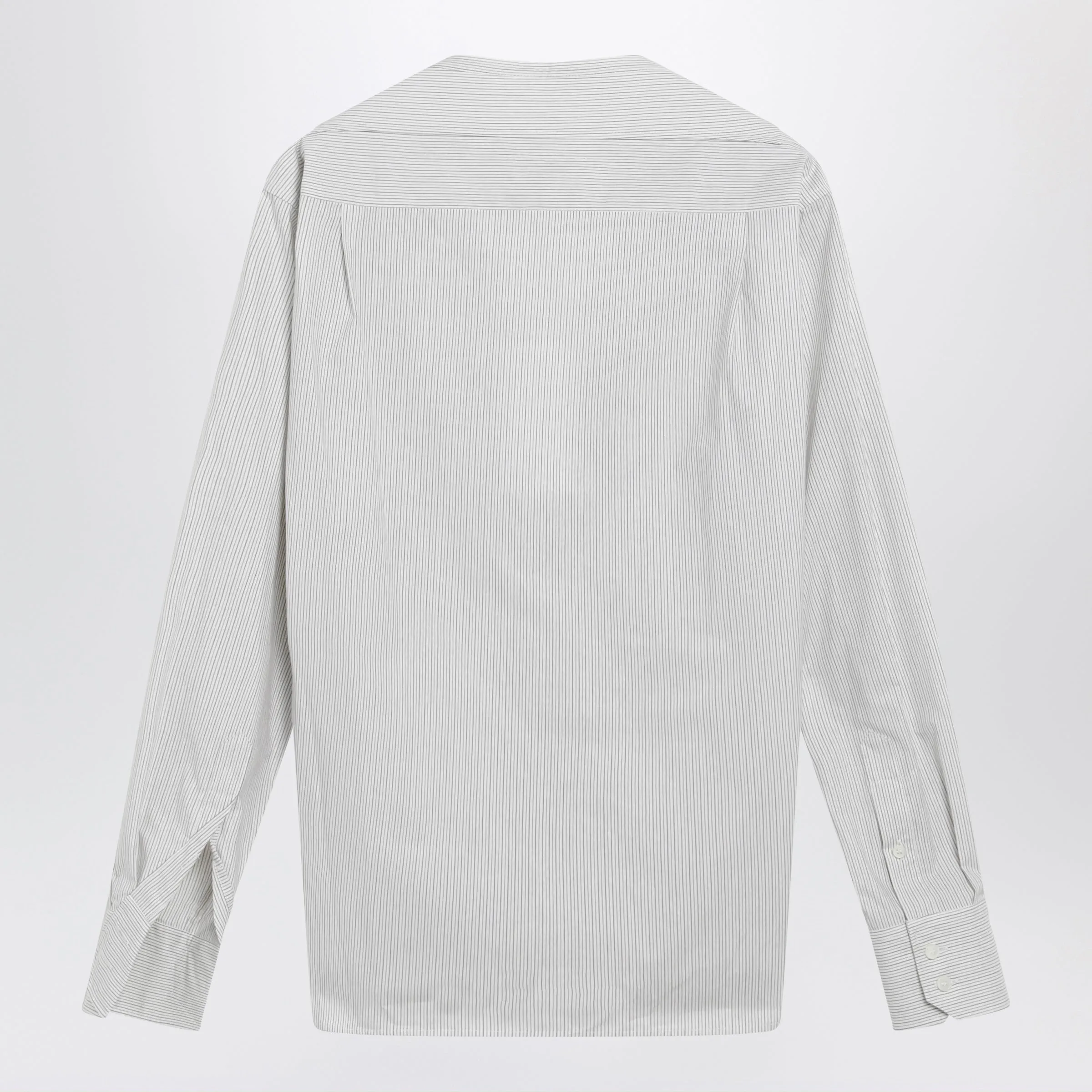 Pinstriped Cotton Shirt With V-Neck sold by Wanan Luxury product image thumbnail 2