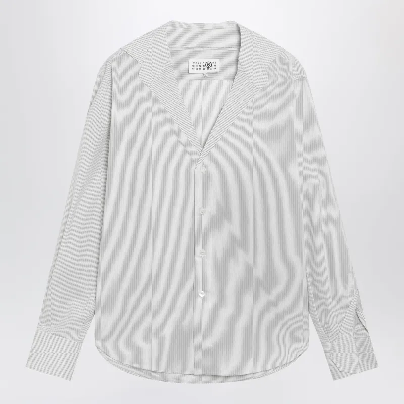 Pinstriped Cotton Shirt With V-Neck made by Maison Margiela