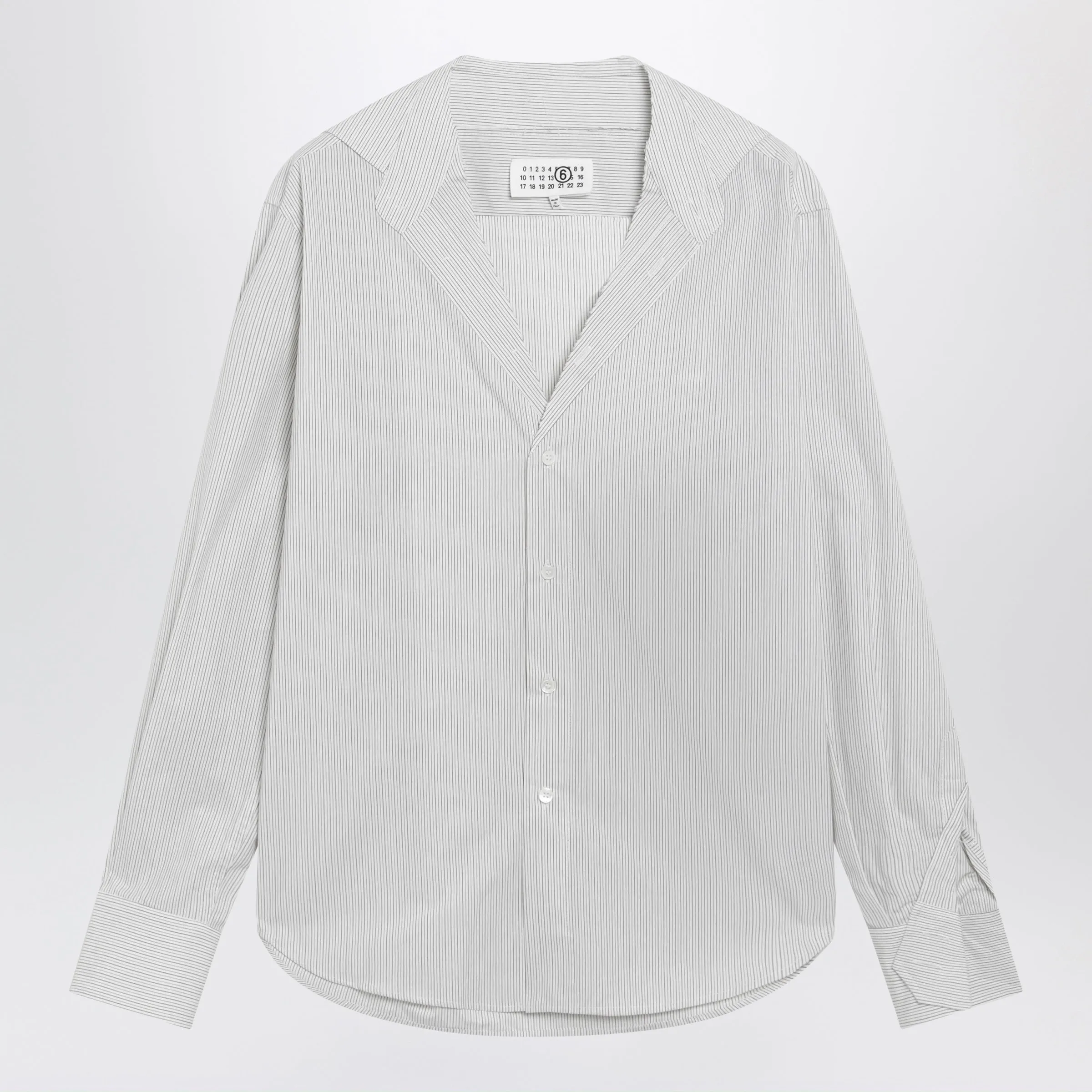 Pinstriped Cotton Shirt With V-Neck sold by Wanan Luxury