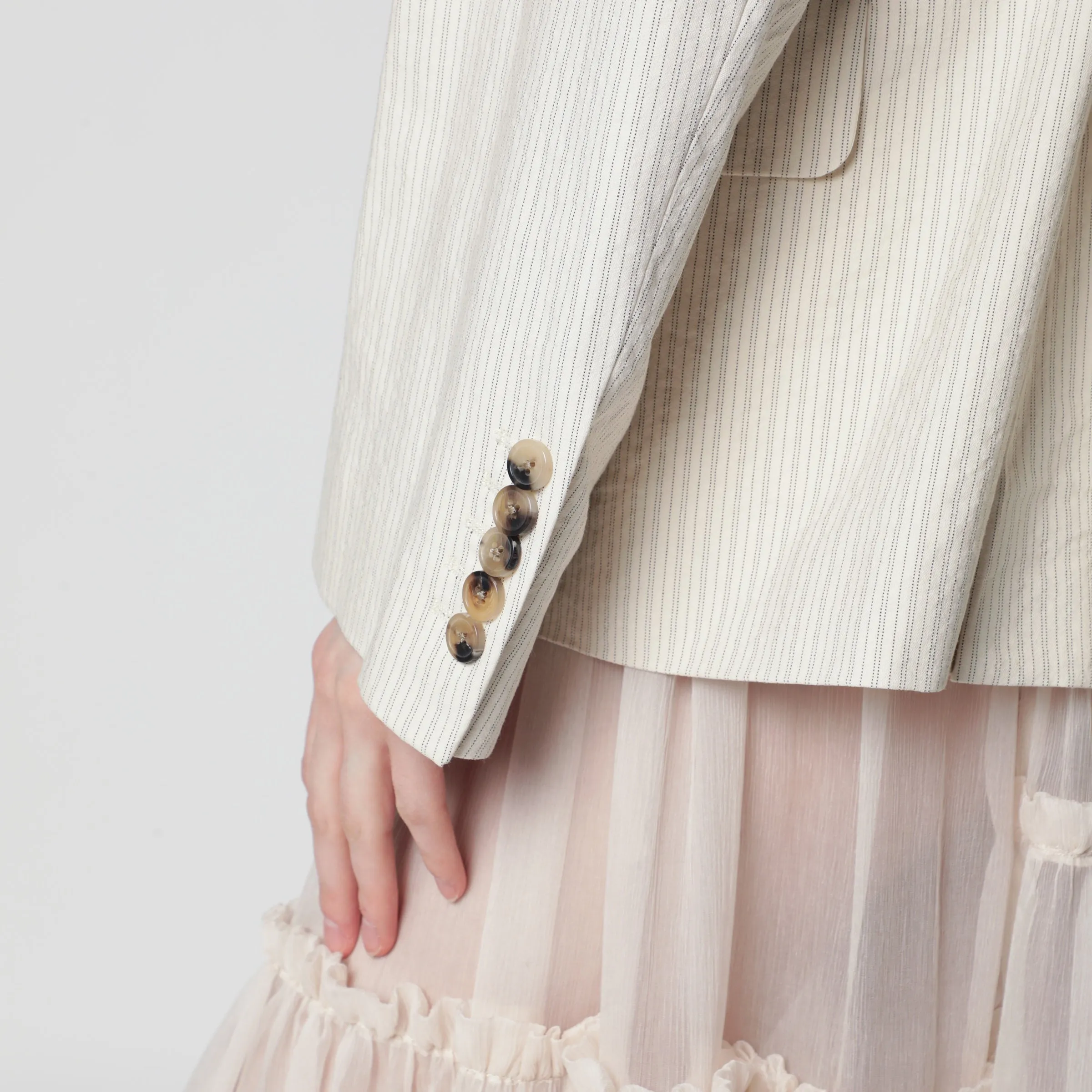 Écru Oversized Double-Breasted Jacket By Dries Van Noten sold by Wanan Luxury product image thumbnail 2