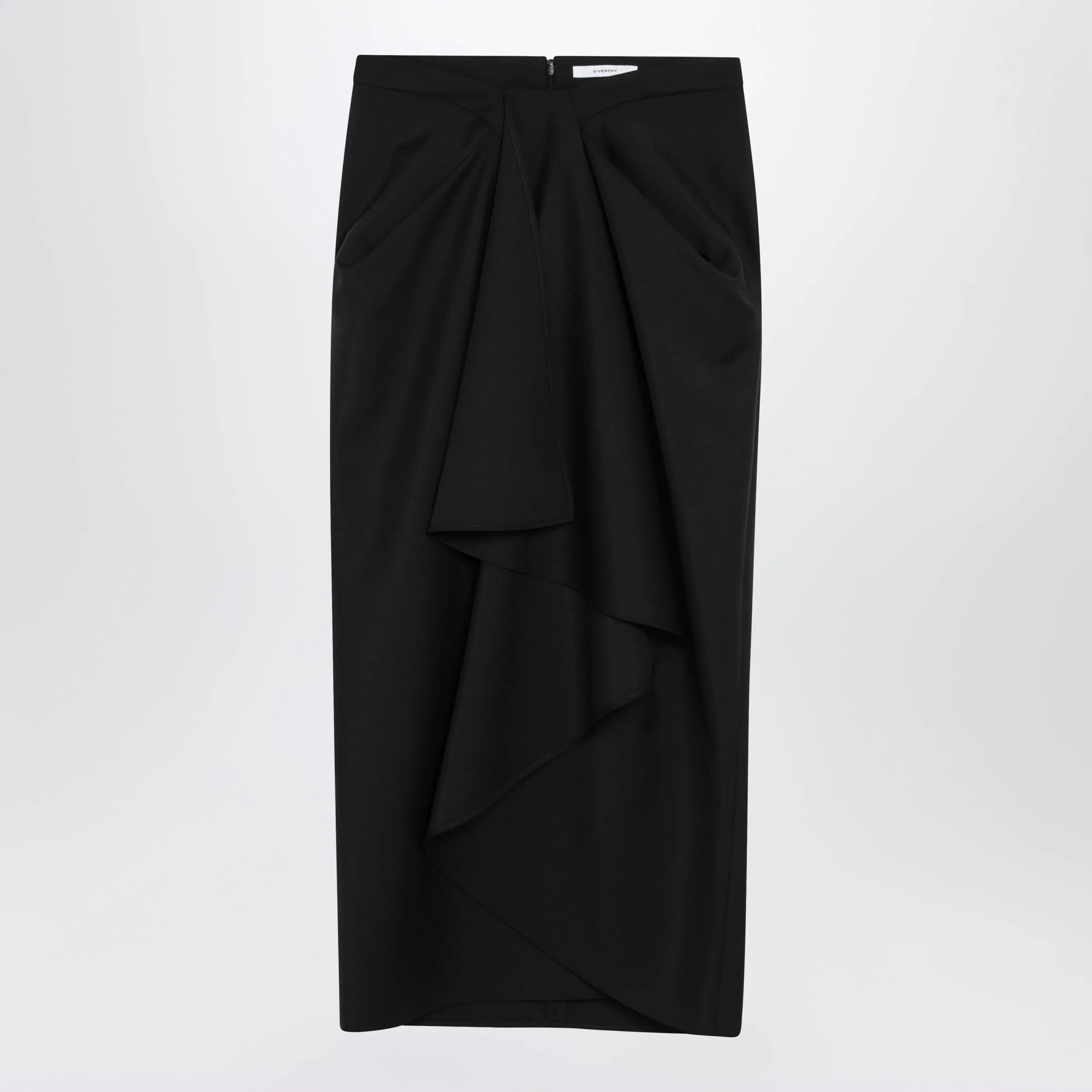 Draped Skirt In Black Wool And Mohair sold by Wanan Luxury
