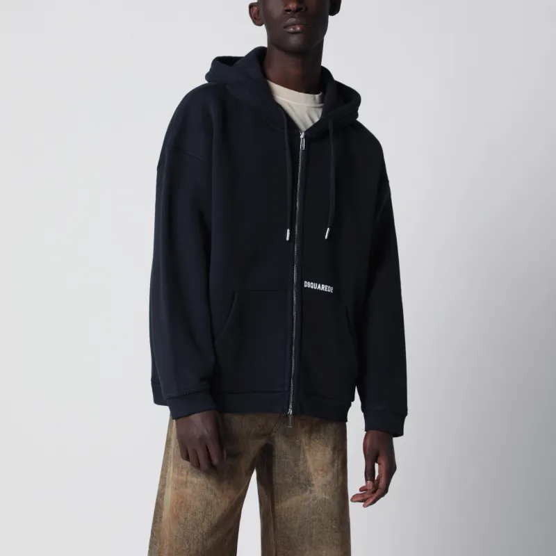 Zip-Up Hoodie In Stretch Cotton, Blue made by DSQUARED2