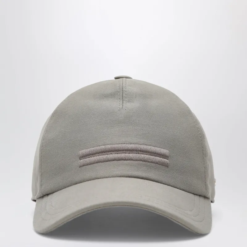 Taupe Cotton Baseball Cap made by Ermenegildo Zegna