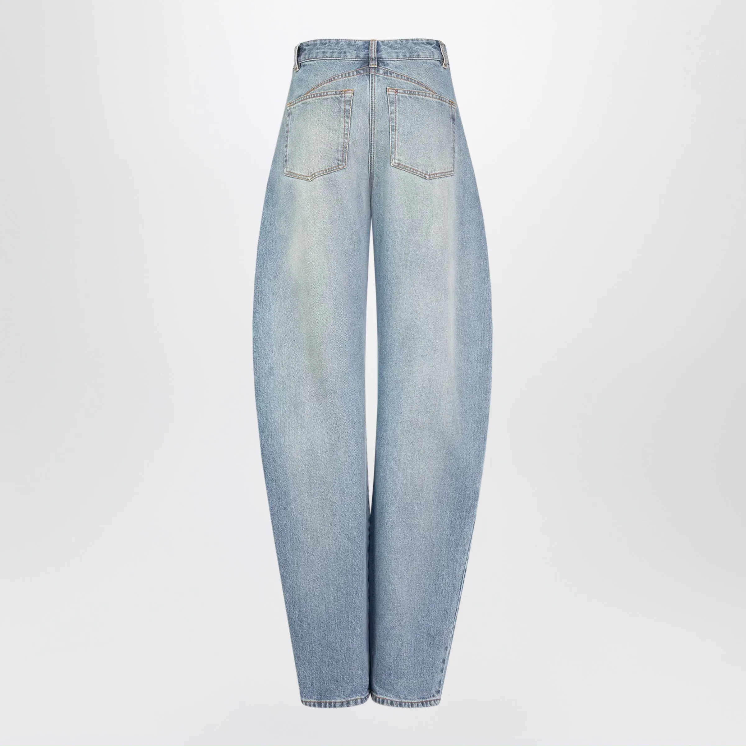 Low-Rise Curved-Leg Raw Denim Jeans In Blue sold by Wanan Luxury product image thumbnail 2
