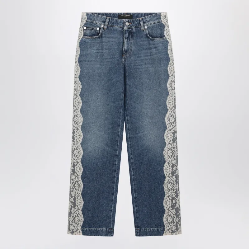 Blue Jeans With Lace Insert sold by Wanan Luxury
