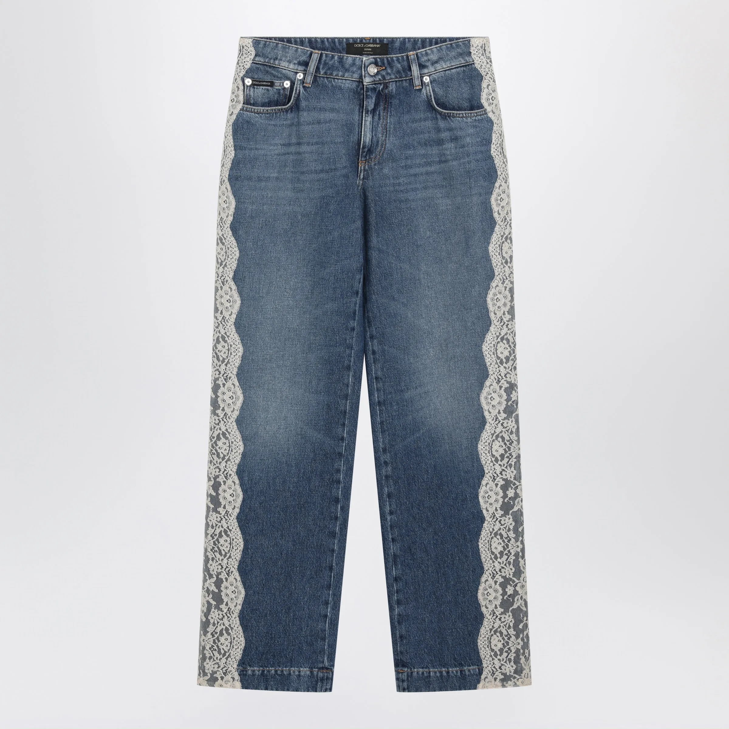 Blue Jeans With Lace Insert sold by Wanan Luxury