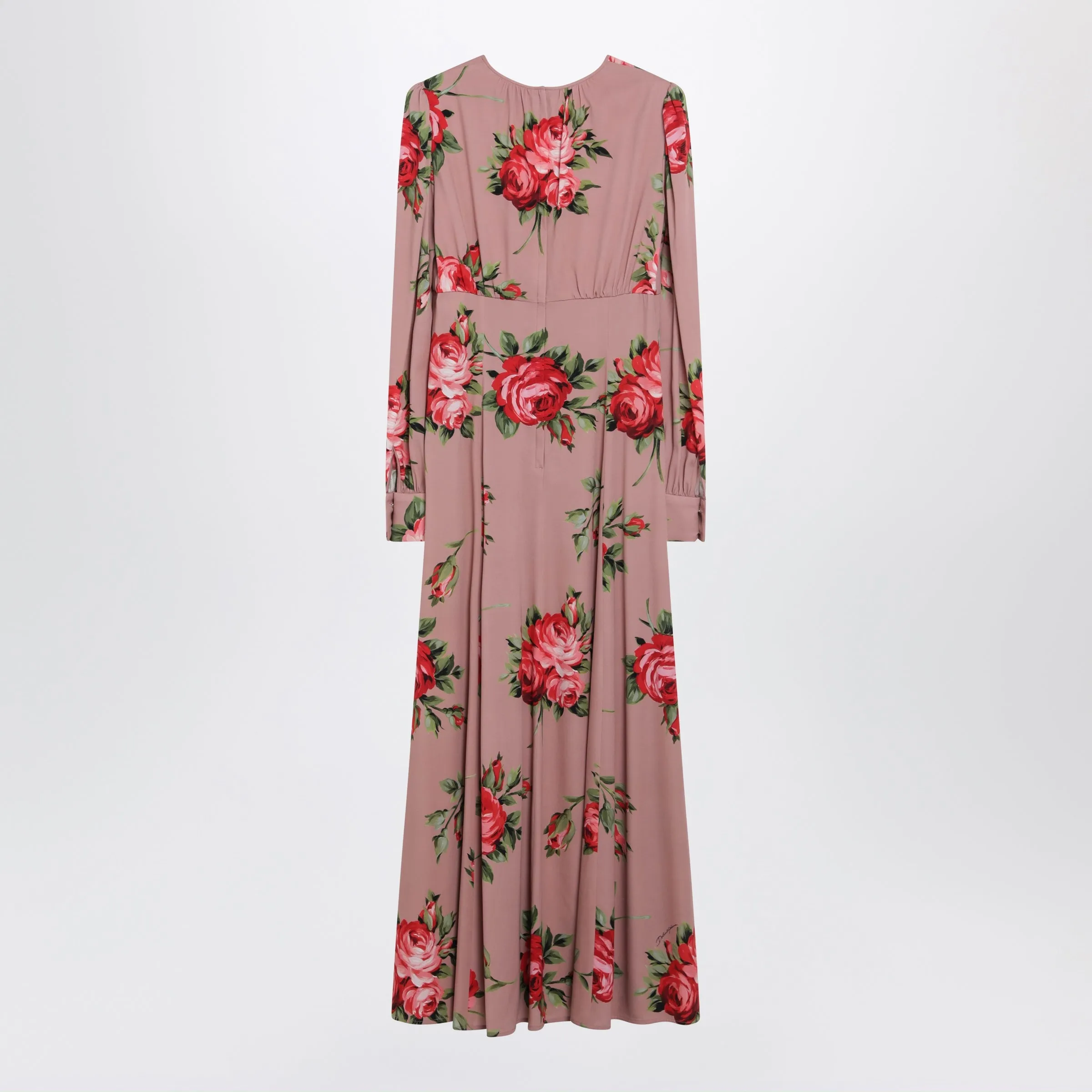 Pink Crêpe Dress With Bouquet Print By Dolce & Gabbana sold by Wanan Luxury product image thumbnail 2