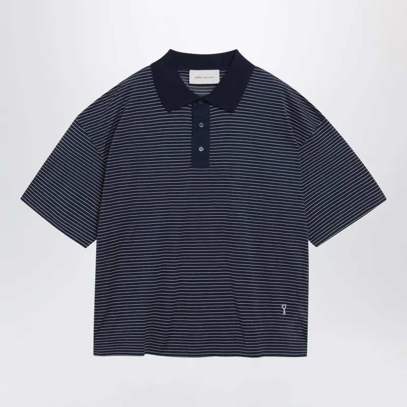 Blue/White Striped Ami De Coeur Polo By Ami Paris made by Ami