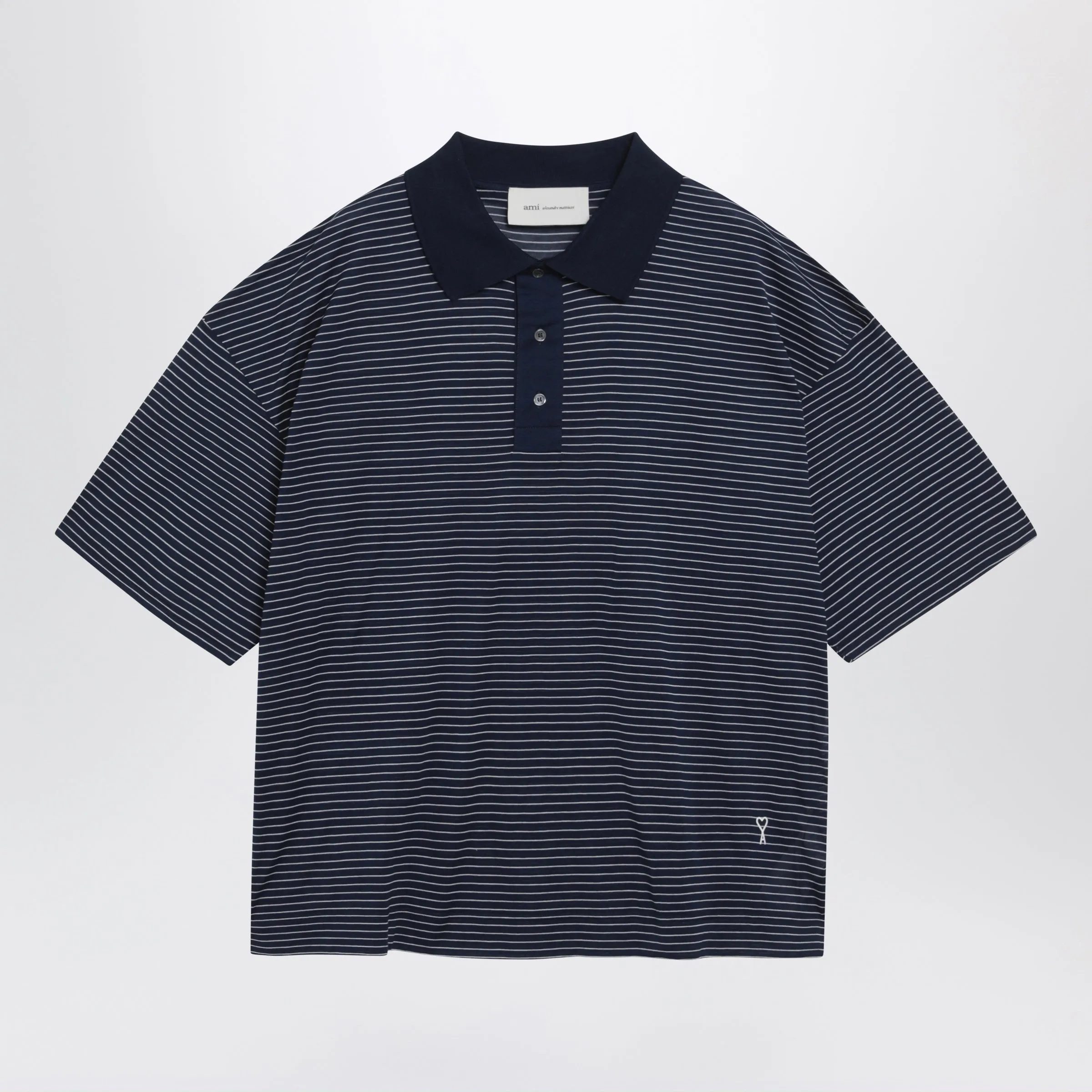 Blue/White Striped Ami De Coeur Polo By Ami Paris sold by Wanan Luxury