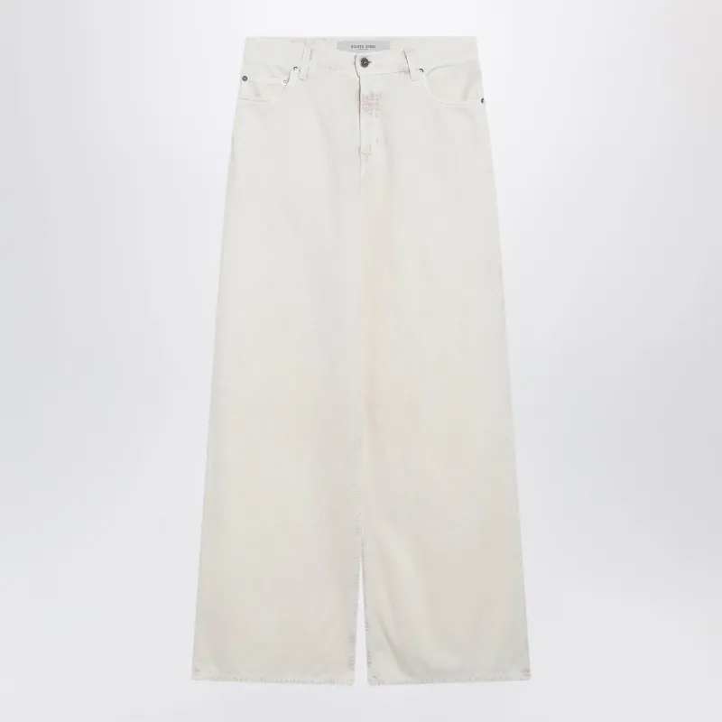 White Wide-Leg Denim Trousers sold by Wanan Luxury