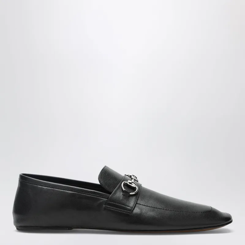 Black Leather Horsebit Loafers With Silver Hardware made by Gucci