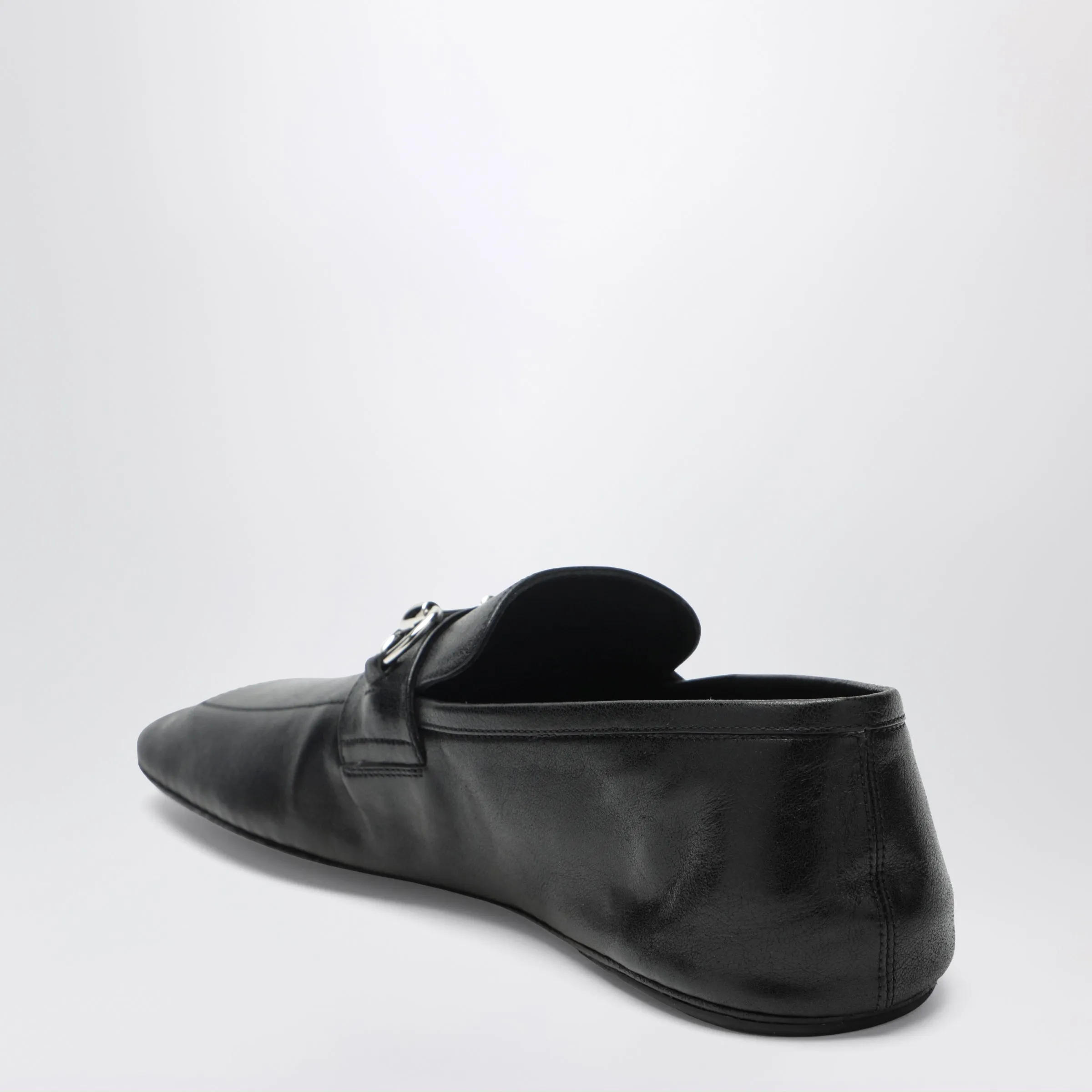 Black Leather Horsebit Loafers With Silver Hardware sold by Wanan Luxury product image thumbnail 2
