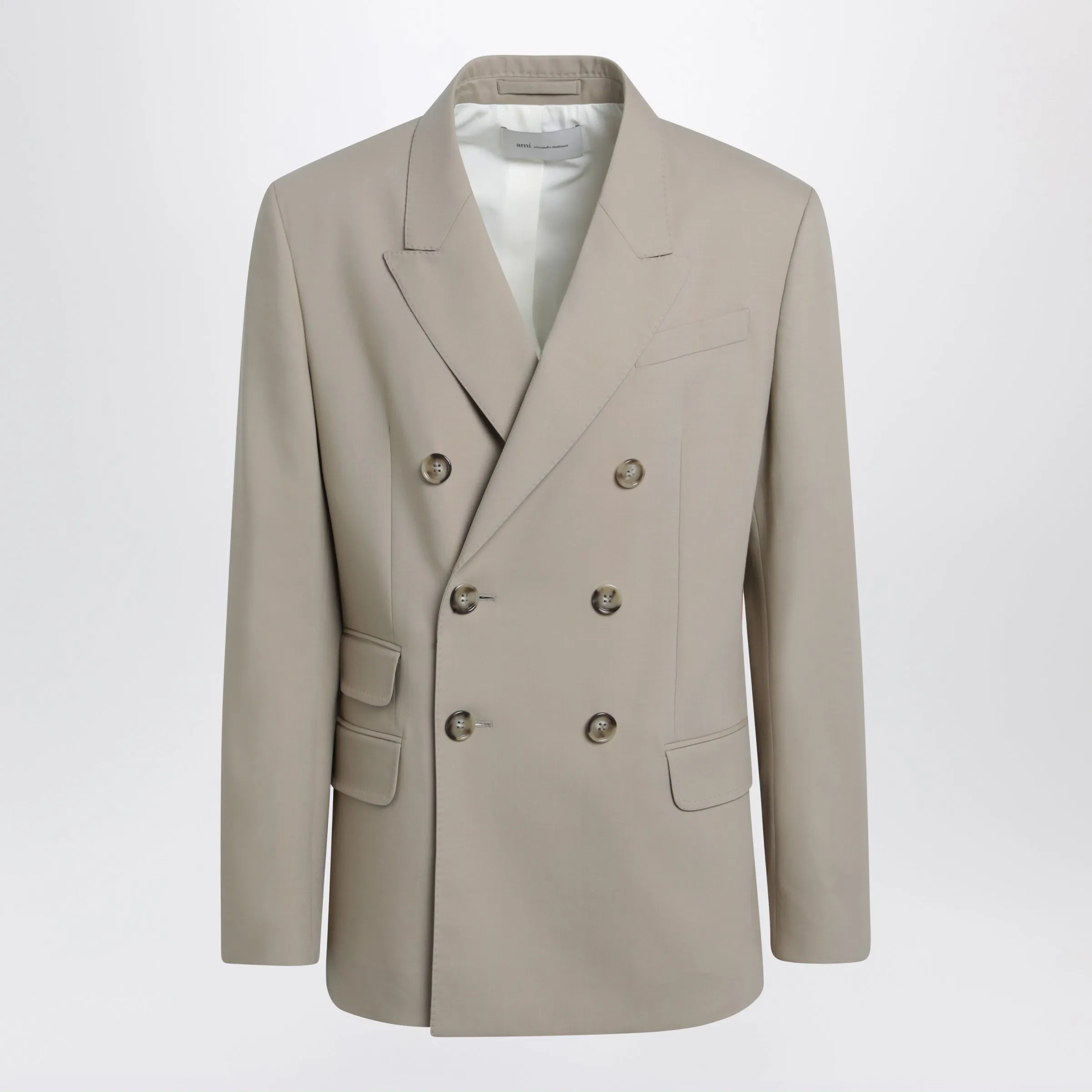 Beige Double-Breasted Virgin Wool Gabardine Jacket sold by Wanan Luxury