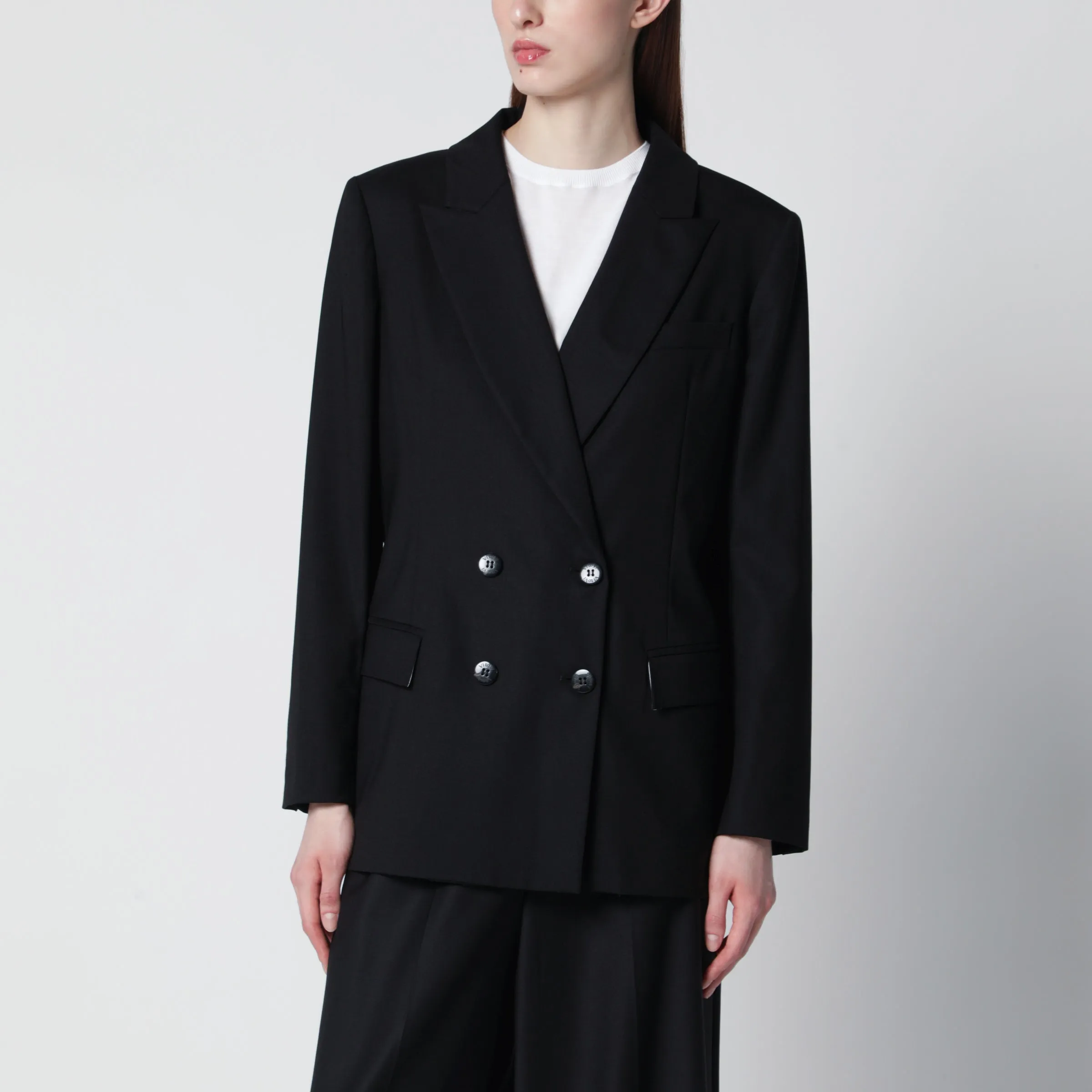 Black Double-Breasted Silk Jacket sold by Wanan Luxury