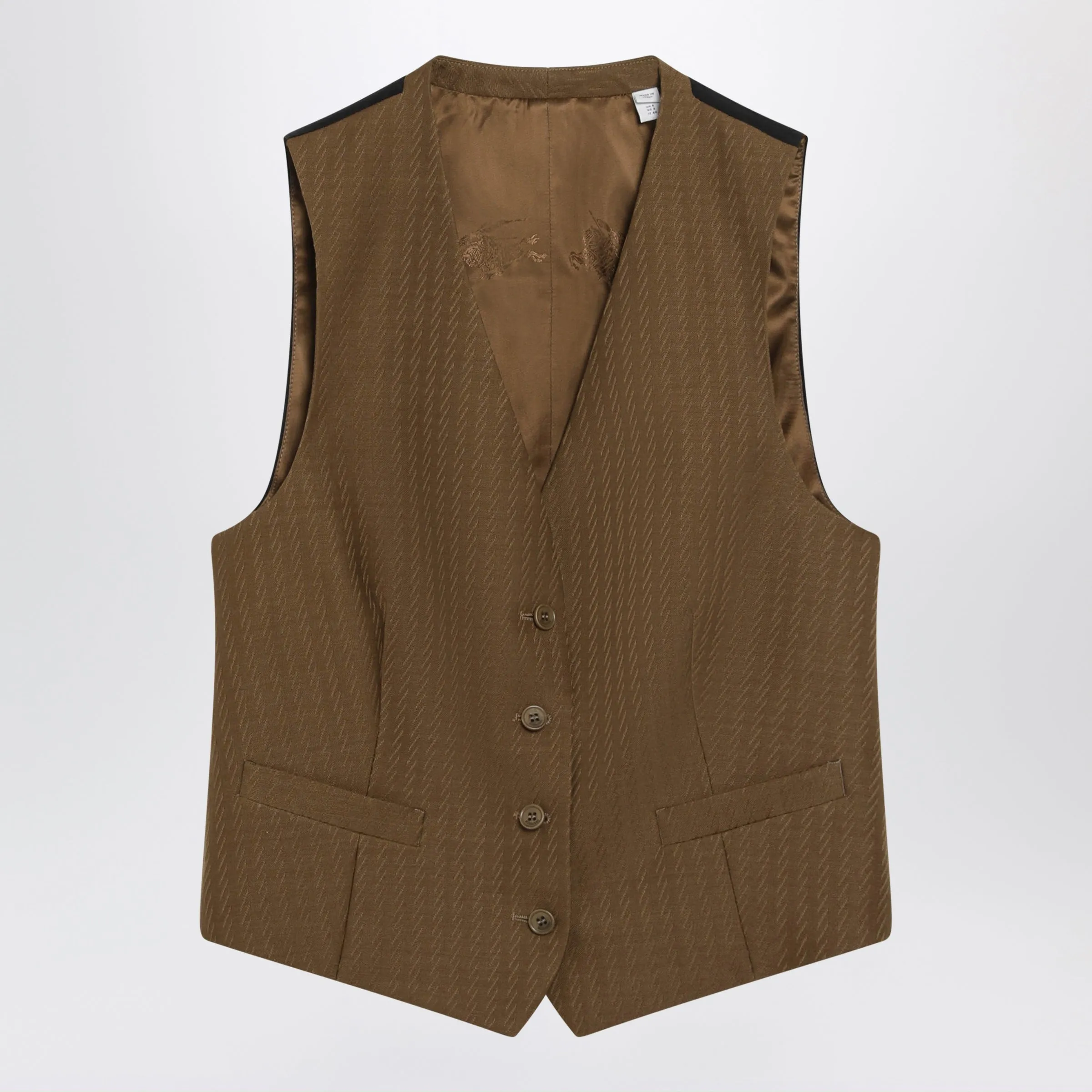 Brown Wool And Mohair Vest By Burberry sold by Wanan Luxury