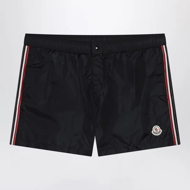 Black Swim Shorts With Logo Patch made by Moncler