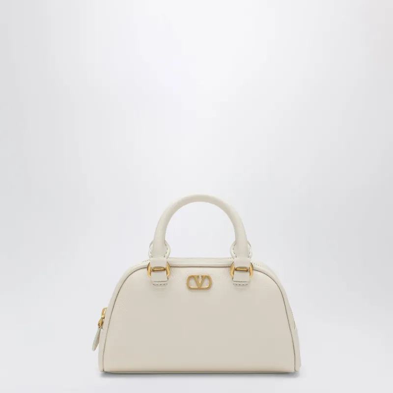 Ivory V Logo Signature Mini Duffle Bag In Grained Calfskin made by Valentino Garavani