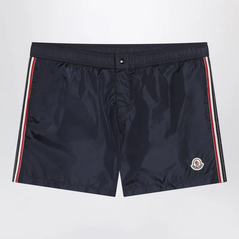 Navy Blue Swim Shorts With Logo Patch made by Moncler