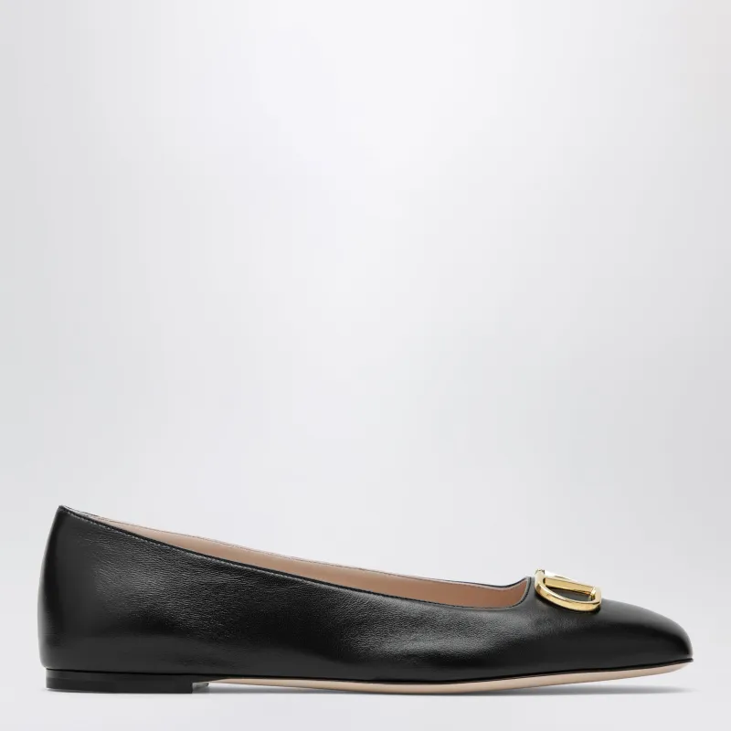 Black V Logo Signature Ballerina Flats In Nappa Leather made by Valentino Garavani