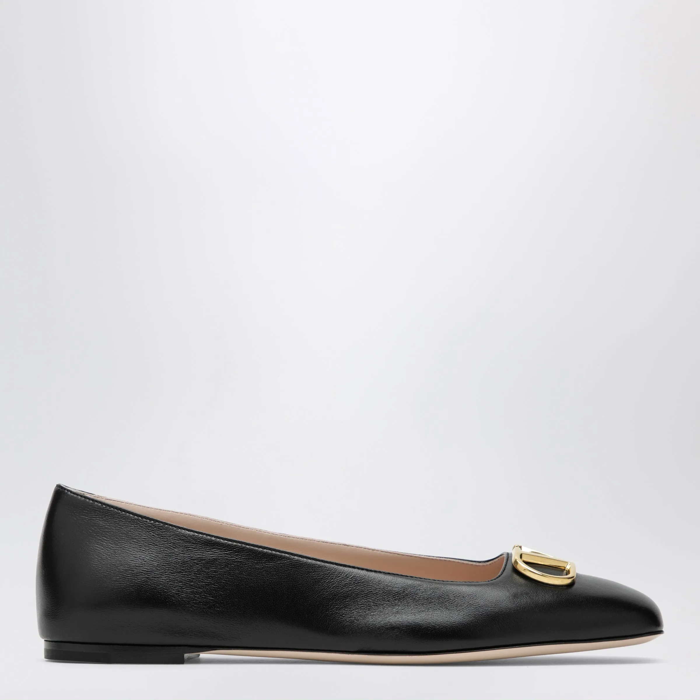 Black V Logo Signature Ballerina Flats In Nappa Leather sold by Wanan Luxury