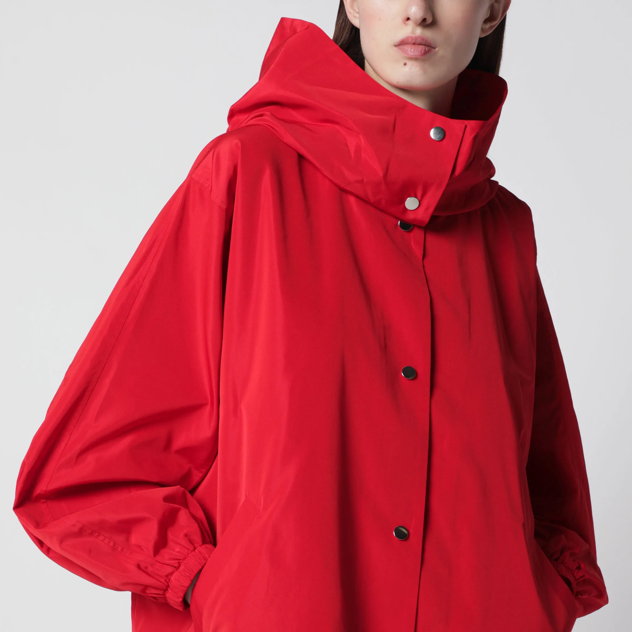 Red Oversize Coat In Silk-Blend Fabric sold by Wanan Luxury product image thumbnail 2