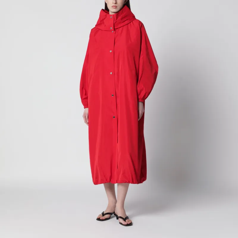 Red Oversize Coat In Silk-Blend Fabric made by Rohe