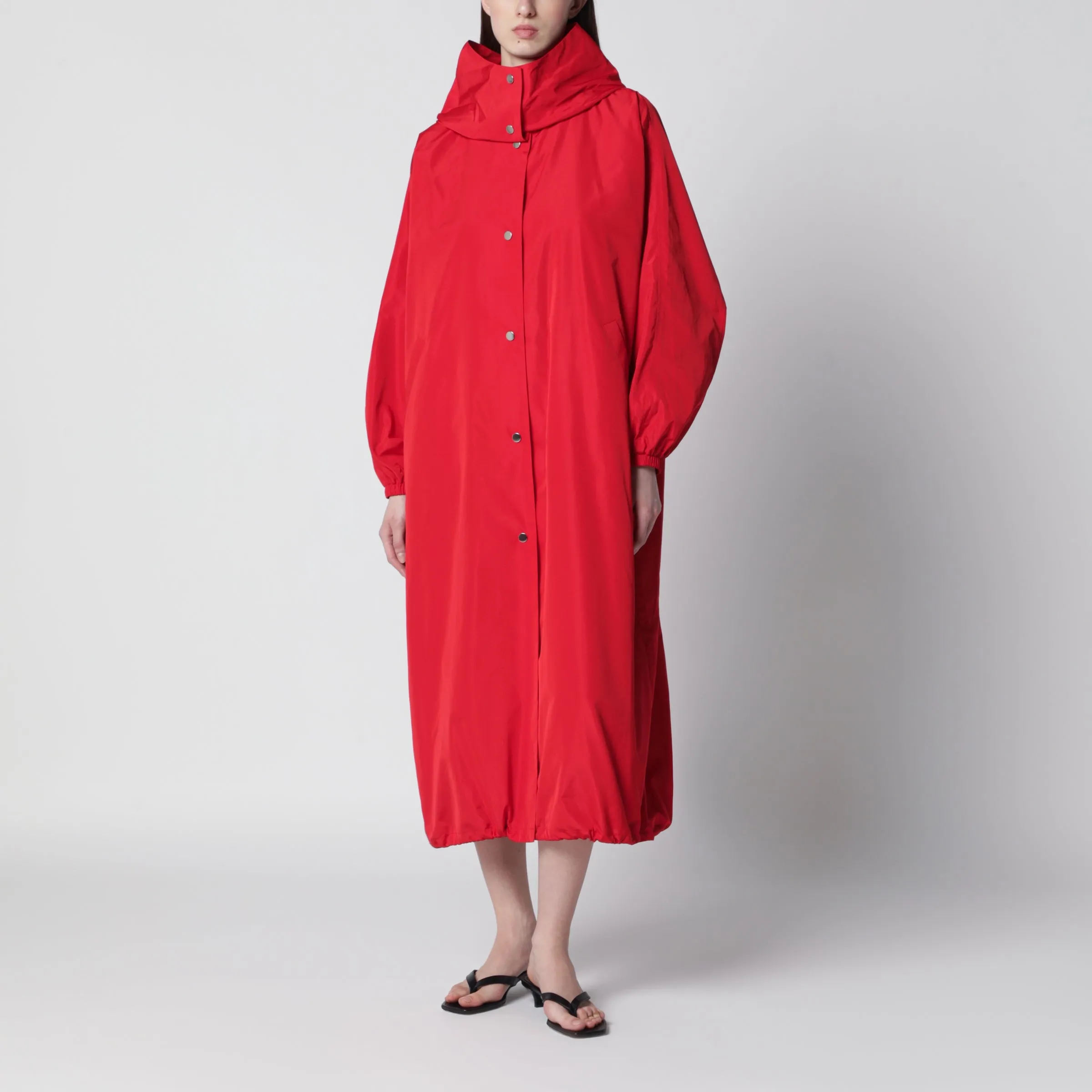 Red Oversize Coat In Silk-Blend Fabric sold by Wanan Luxury