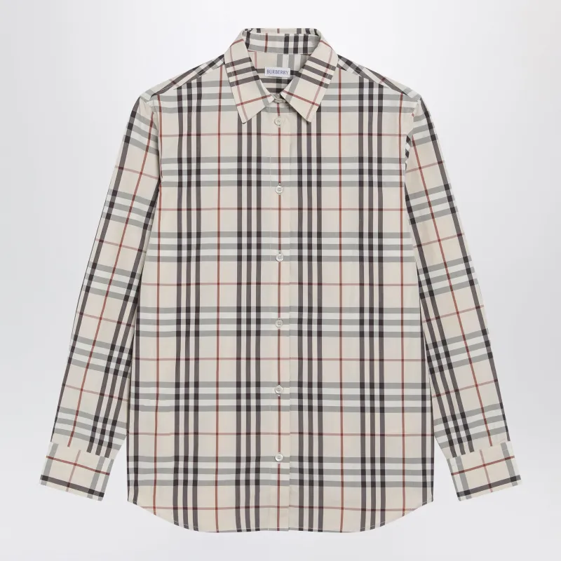 Beige Check Shirt By Burberry made by Burberry
