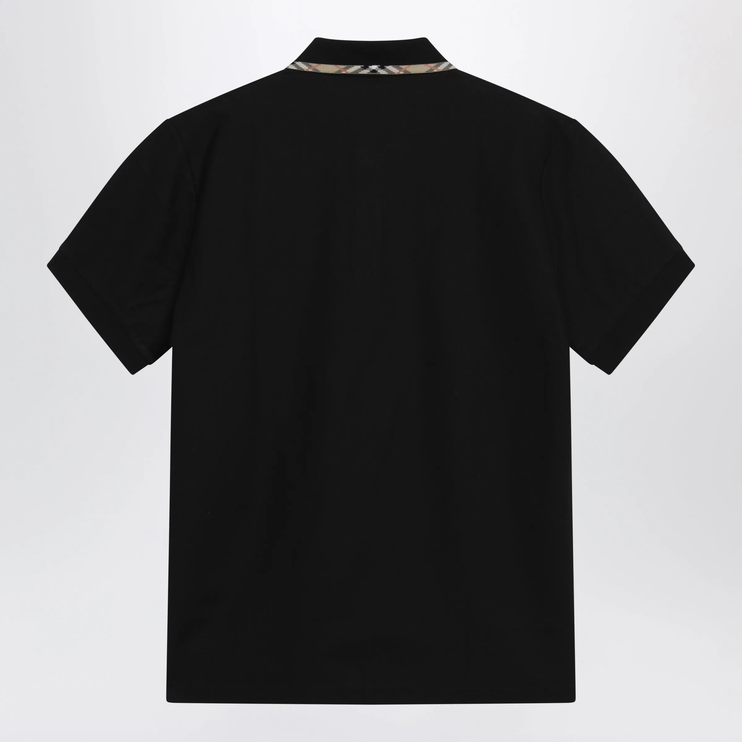 Black Cotton Polo With Check Detail By Burberry sold by Wanan Luxury product image thumbnail 2