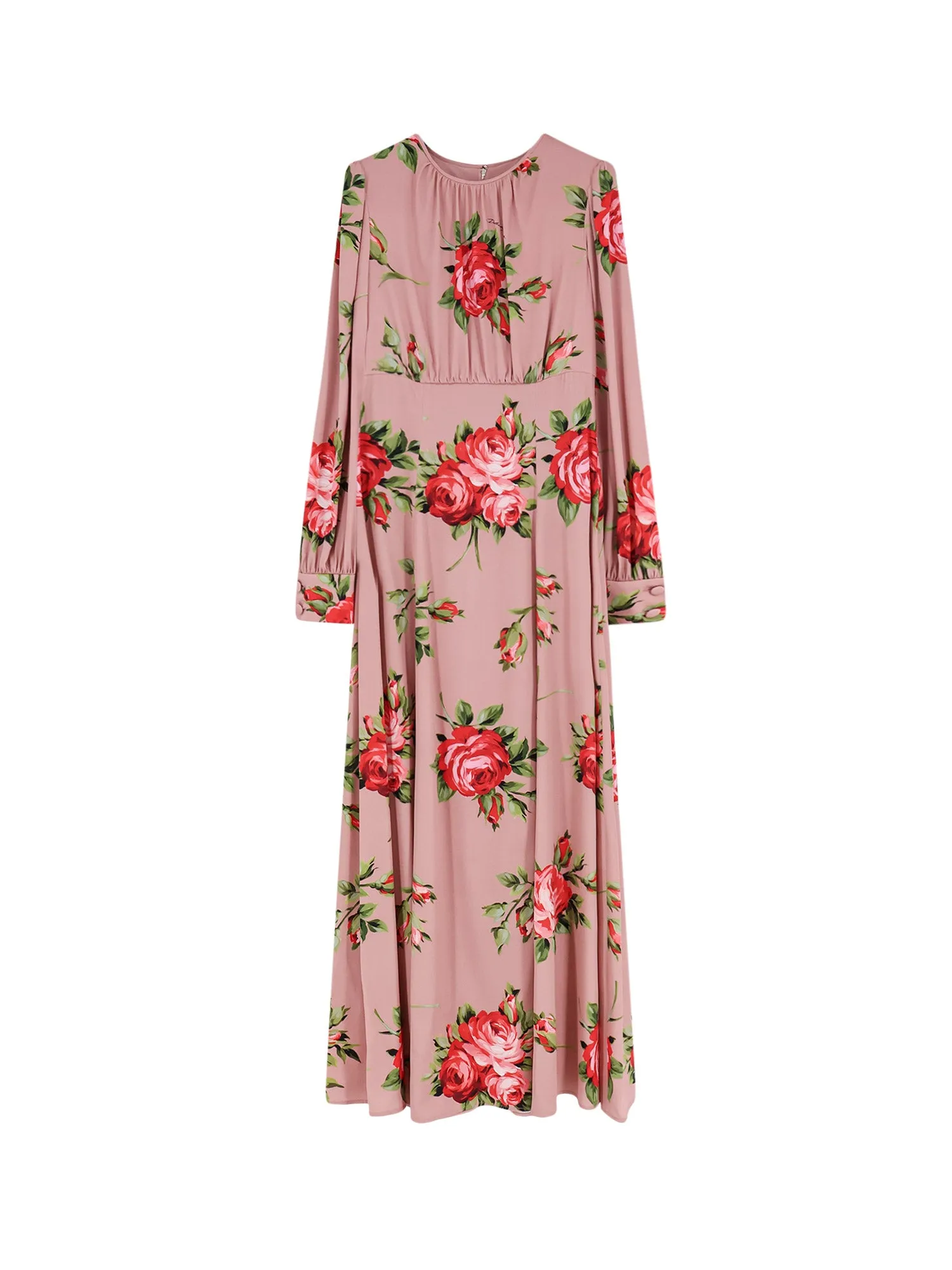 Long Silk Dress With Bouquet Rose Print sold by Wanan Luxury