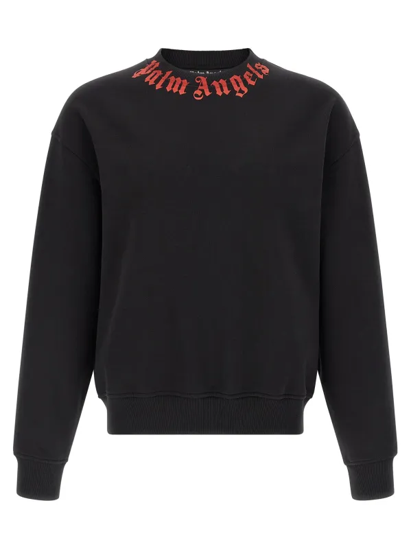 Neck Logo Sweatshirt Black made by Palm Angels