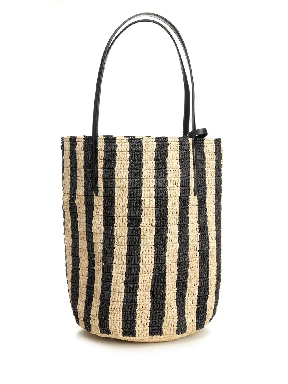 Bucket Bag | Vlogo Signature | Crochet Rafia Stripes/Vac.Liscia/Vit.St. Shoulder Bags Black sold by Wanan Luxury product image thumbnail 3
