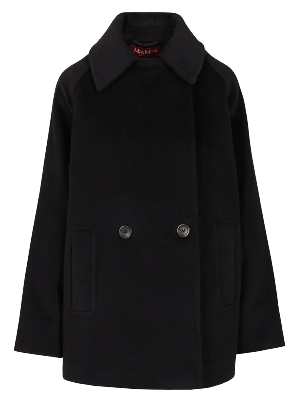Double-Breasted Wool Pea Coat Coats Blue made by MaxMara