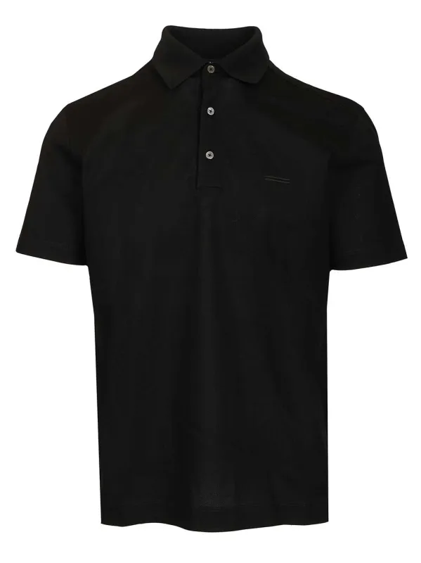 Short-Sleeved Cotton Polo Shirt Black made by Ermenegildo Zegna