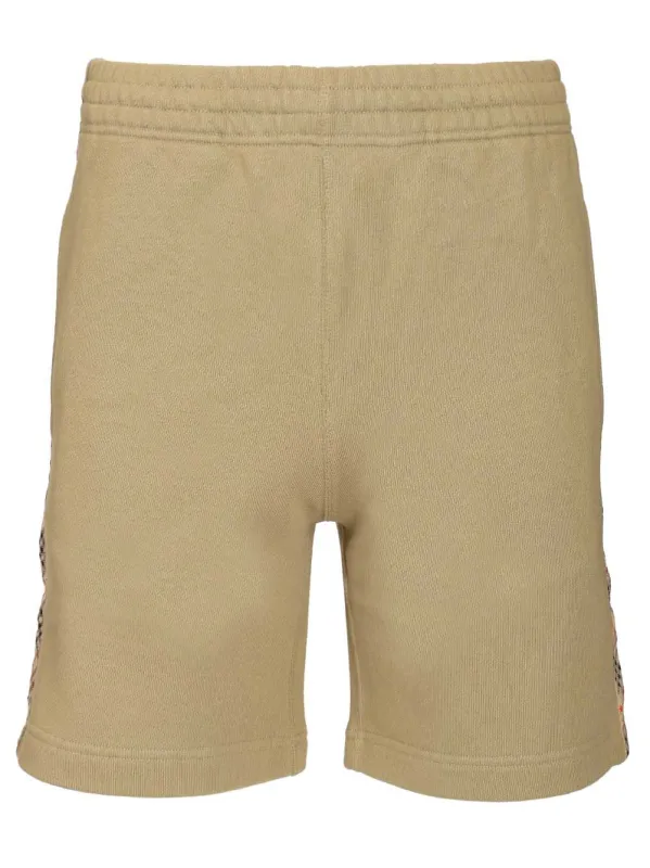 Cotton Shorts With Check Trim Trousers Beige made by Burberry