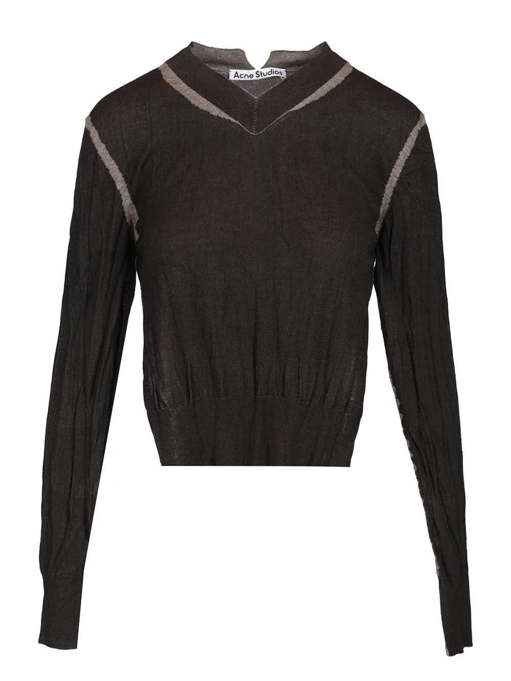 Crumpled V-Neck Sweater Knitwear Brown sold by Wanan Luxury