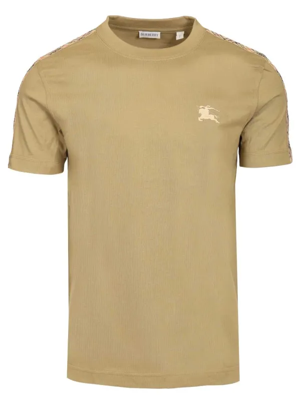 Cotton T-Shirt With Check Trim Trousers Beige made by Burberry