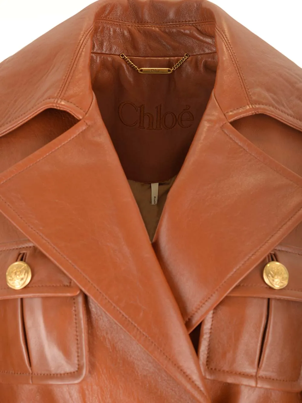 Leather Military Trench Coat Jackets Brown sold by Wanan Luxury product image thumbnail 4